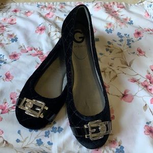 Guess Black Velvet Buckle Flats size 6.5